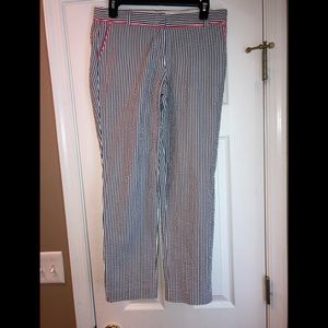J Crew Seersucker Striped Capri Sample Size 8 blue & white
